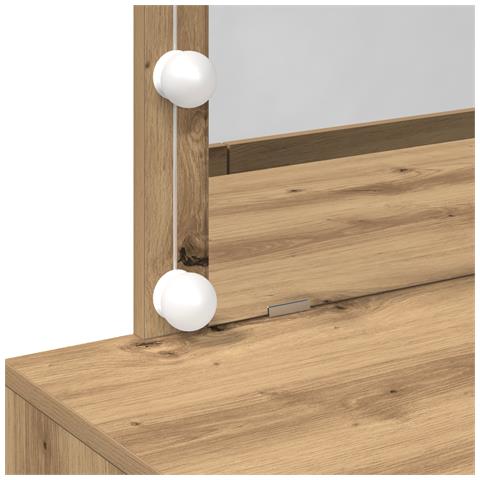 Tavolo da trucco con LED Rovere Artigianale 100x40x120 cm - Foto 9