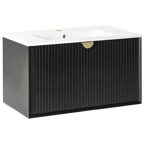 Mobiletto Con Lavabo Bonaire 80 Cm Nero - Foto 2