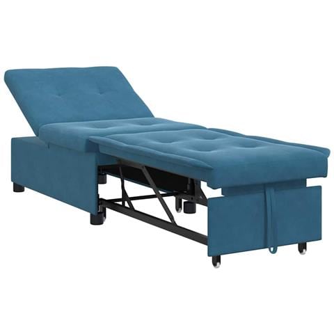 Divano Letto Blu 67 x 194 x 38 cm Velluto - Foto 1