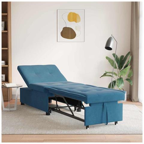 Divano Letto Blu 67 x 194 x 38 cm Velluto - Foto 2