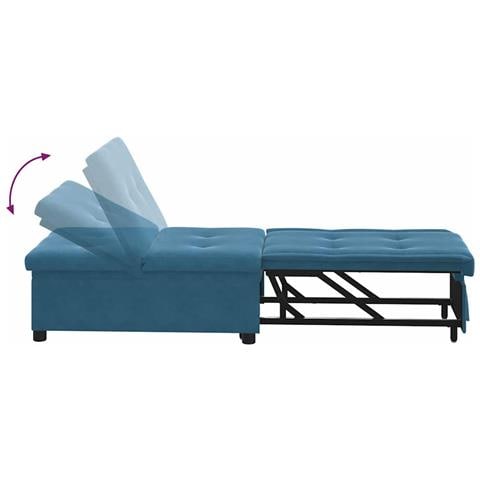 Divano Letto Blu 67 x 194 x 38 cm Velluto - Foto 9