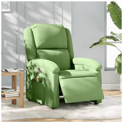 Poltrona Massaggiante Reclinante Elettrica Verde Chiaro Velluto - Foto 2