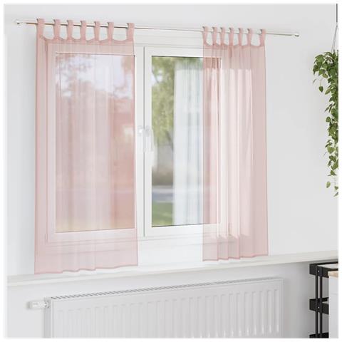 Tende in Voile con Passanti 2 pz Rosa Chiaro 140x175 cm - Foto 2