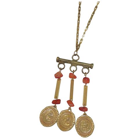 Collana Lunga Carina Con Ciondoli Vintage In Ottone Placcato Oro - Foto 2