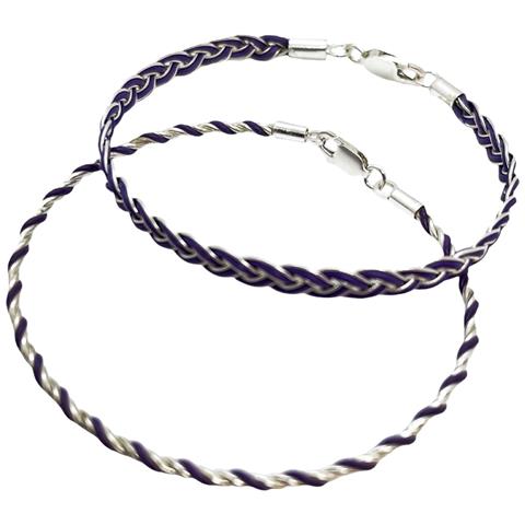 Set Di Bracciali Intrecciati In Argento Sterling 925 E Viola - Foto 1