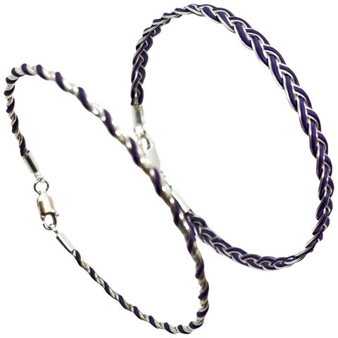 Set Di Bracciali Intrecciati In Argento Sterling 925 E Viola - Foto 2