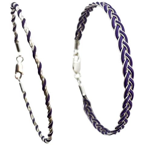 Set Di Bracciali Intrecciati In Argento Sterling 925 E Viola - Foto 5