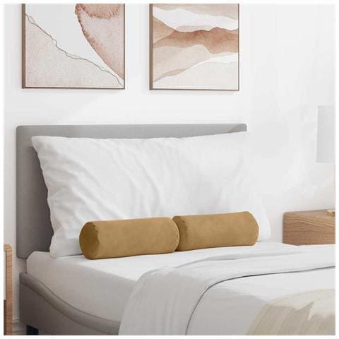 Cuscini a rullo 2 pcs Marrone Ø 15 x 40 cm Tessuto in Cords - Foto 2