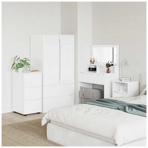 Armadio Bianco Lucido 40 x 48 x 81 cm Legno multistrato - Foto 2