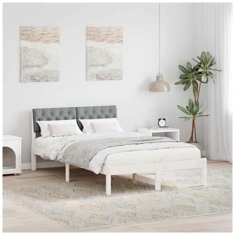 Struttura del Letto Bianco e grigio chiaro 120 x 200 cm - Foto 2