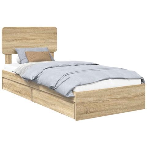 Letto con Contenitore con testiera Rovere Sonoma 90 x 190 cm - Foto 1