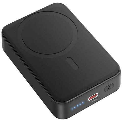 Powerbank Magsafe 10000mah Porte Usb-c 20w Con Supporto Cavalletto, Nero - Foto 5