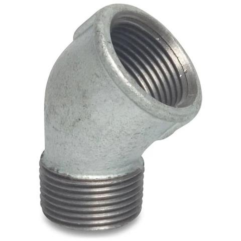 Raccordo Filettato Ghisa Malleabile  Gomito 45°  2 Pollici - Foto 1