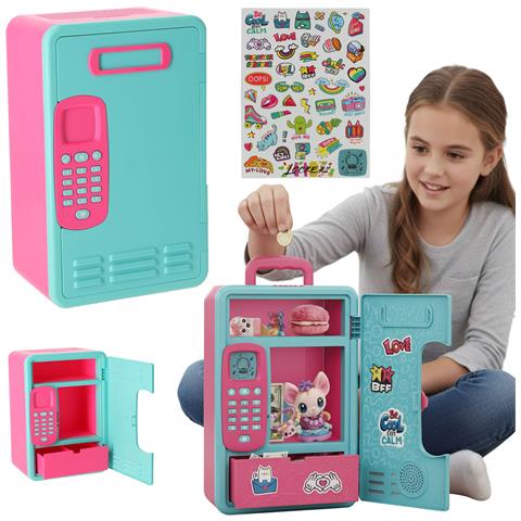 Salvadanaio cassaforte con password e pin per ragazze rosa e blu - Foto 3