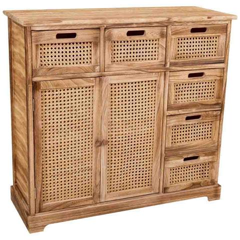 Credenza In Legno E Rete Marrone 86x33x78,5h - Foto 1