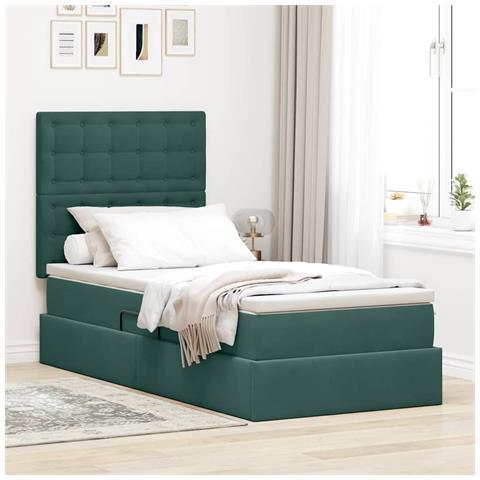 Letto con contenitore e materasso Verde Scuro 90 x 190 cm - Foto 2