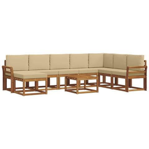 Set di divani da esterno con cuscino 9 pcs Naturale e Beige - Foto 1