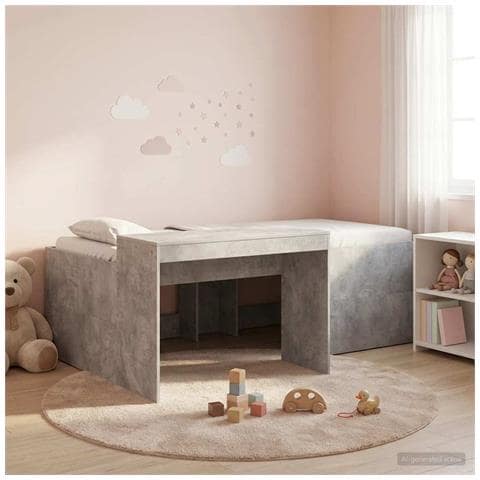 Letto alto per bambini con scrivania Grigio Cemento 90 x 200 cm - Foto 2