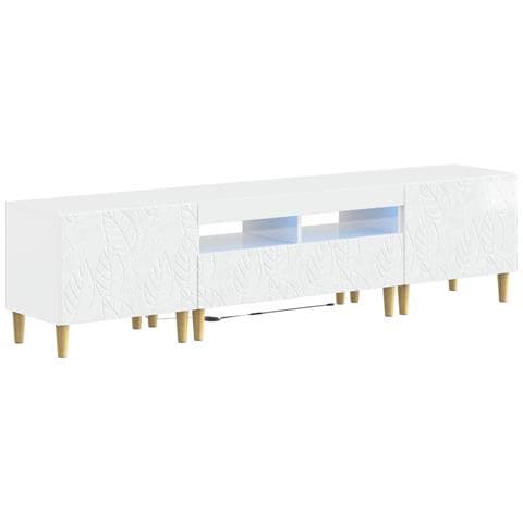 Mobile TV LED a 5 pezzi Bianco Lucido Legno ingegnerizzato - Foto 1