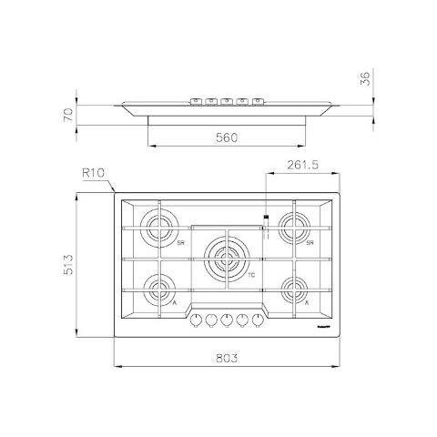 Piano Cottura 7601032 a Gas 5 Fuochi Gas Colore Acciaio Inox - Foto 3