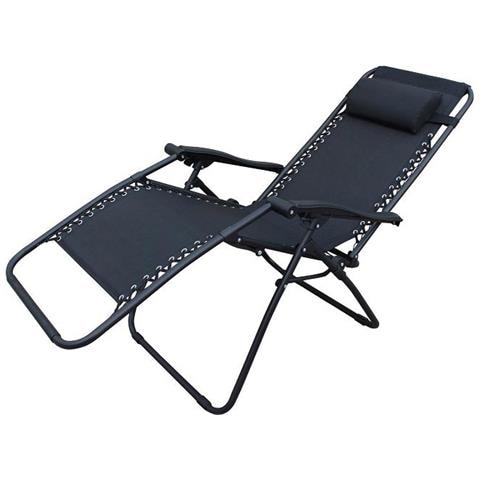 Sdraio Pieghevole Con Struttura Nera E Textilene Nero Per Campeggio Spiaggia Mare Piscina Giardino - Foto 1