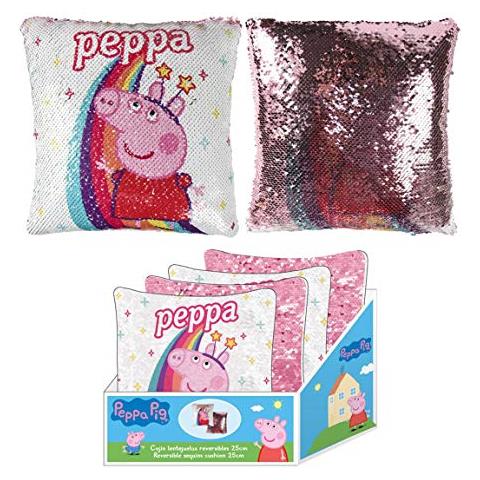 Peppa Pig - Cuscino Con Paillette, Colore: Rosa, 30 X 30 Cm - Foto 1