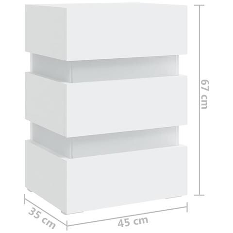 Comodino con Luci LED Bianco 45x35x67 cm in Legno Multistrato - Foto 2