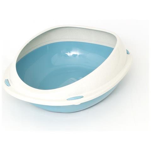 Lettiera Toilette Per Gatti Ovale 57x40x19cm Modello 700089 Colore Azzurro - Foto 1