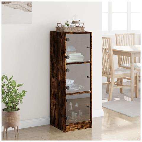 Credenza Con Ante In Vetro Rovere Fumo 35x37x109 Cm - Foto 3