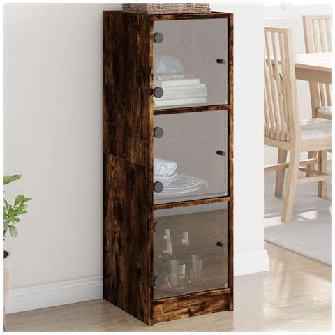 Credenza Con Ante In Vetro Rovere Fumo 35x37x109 Cm - Foto 1