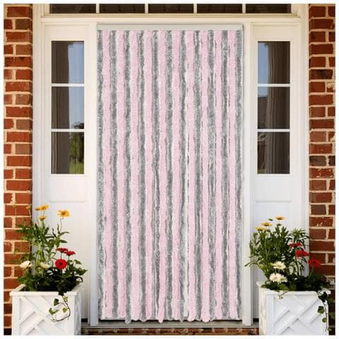 Tenda Antimosche Grigio Argento E Rosa 100x200 Cm In Ciniglia - Foto 1