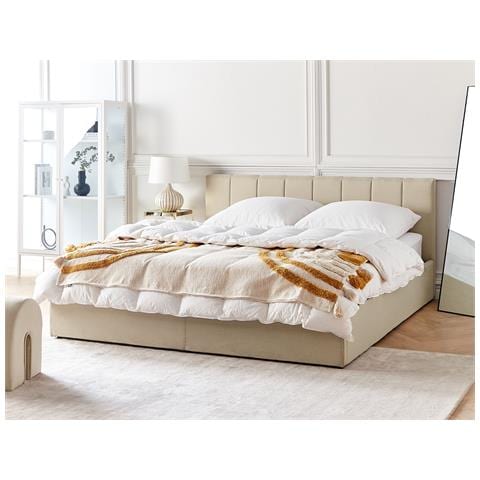 Letto Contenitore Tessuto Dreux 180 X 200 Cm Beige - Foto 1