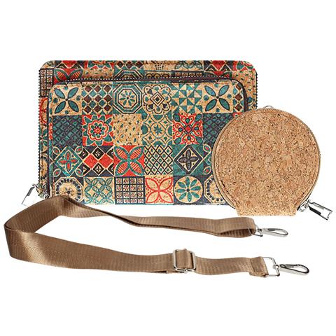 Pochette In Sughero, Collezione Corkmosaic, Chiusura A Zip - Foto 1