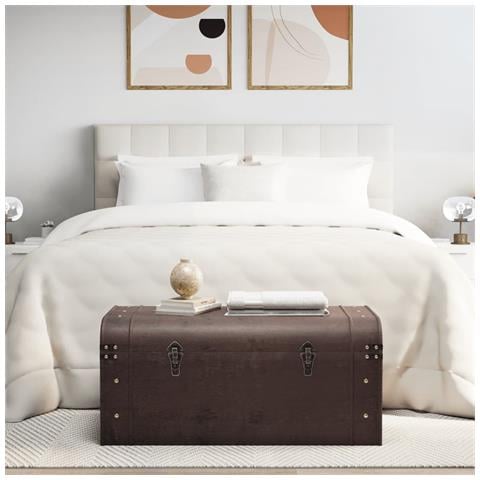 Scrigno Tesoro Chiusure Marrone Scuro 90x50x39,5cm Compensato - Foto 3