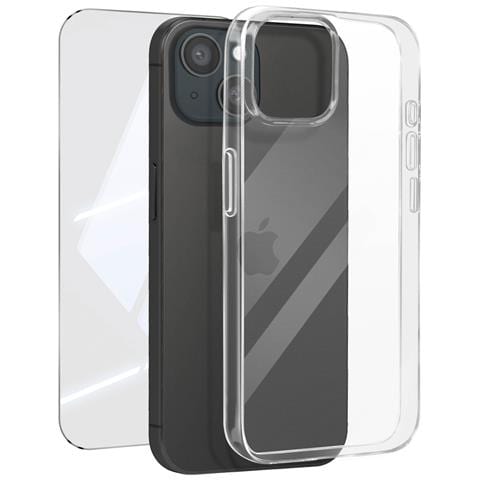Set Protezione Per Iphone 15 Cover Morbida E Vetro Temperato 9h, Trasparente - Foto 1
