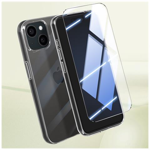 Set Protezione Per Iphone 15 Cover Morbida E Vetro Temperato 9h, Trasparente - Foto 5