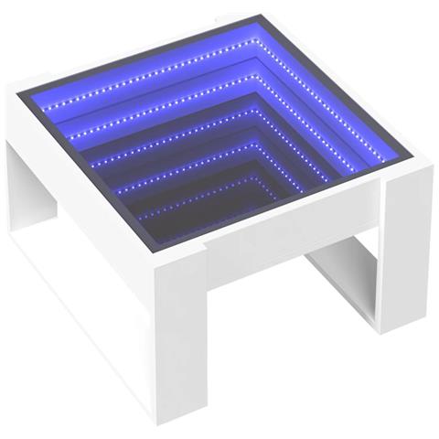 Tavolino Da Salotto Con Led Infinity Bianco 50x53x30 Cm - Foto 3