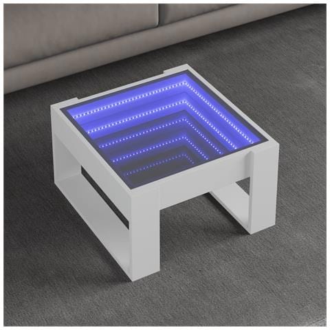 Tavolino Da Salotto Con Led Infinity Bianco 50x53x30 Cm - Foto 1