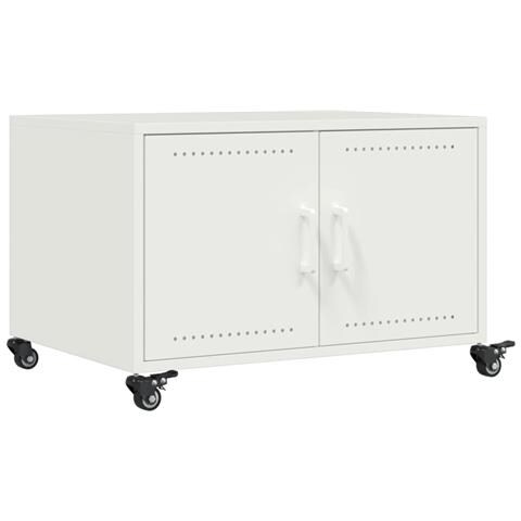 Tavolino da Salotto Bianco 68x50x43,5 cm in Acciaio - Foto 1