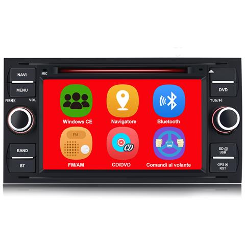 7 Pollici Wince 6.0 Autoradio 2 Din Per Ford Focus Fiesta Kuga C /s-max Fusion Transit Galaxy Mondeo (2005-2007) Car Radio Con Bluetooth Cd Dvd Usb Bt Fm Am - Foto 1
