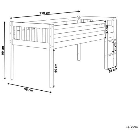 Letto Rialzato Legno Bianco 90 X 200 Cm Peipin - Foto 8