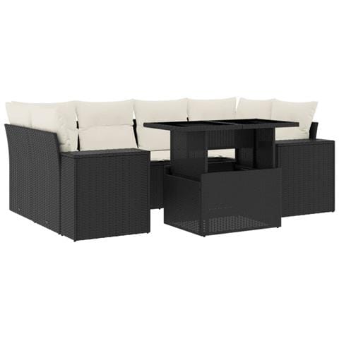 Set Divani Da Giardino Con Cuscini 7pz Nero Polyrattan - Foto 2