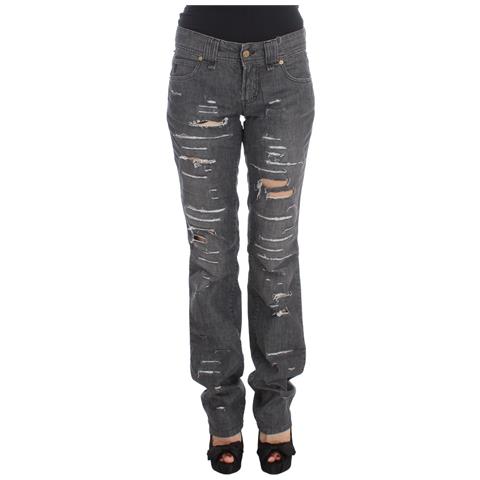 Jeans Dal Taglio Dritto Strappati In Cotone Lavato Grigio - W26 - Foto 1