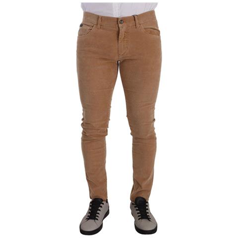 Jeans Skinny Slim Fit In Cotone Velluto A Coste Marrone - It48 - M - Foto 1