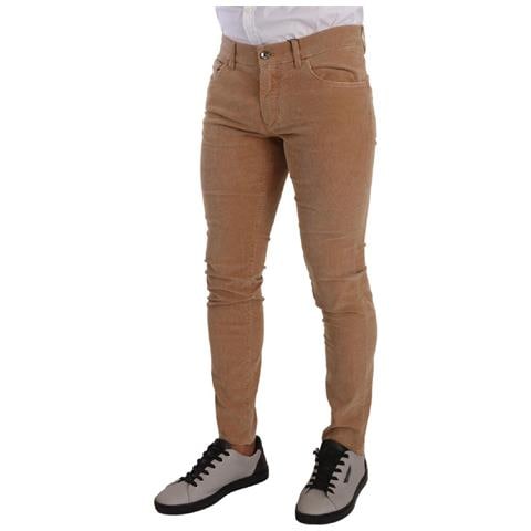 Jeans Skinny Slim Fit In Cotone Velluto A Coste Marrone - It48 - M - Foto 4