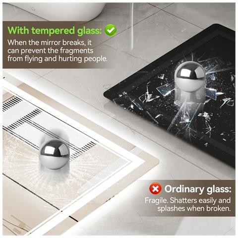 Specchio Bagno Con Luce 50x70 Cm, Specchio Bagno Led, 3 Temperature Colore, Dimmerabile, Antifog, Funzione Memoria, Ip44 Specchio-bagno-led, Orizzontale /verticale - Foto 2