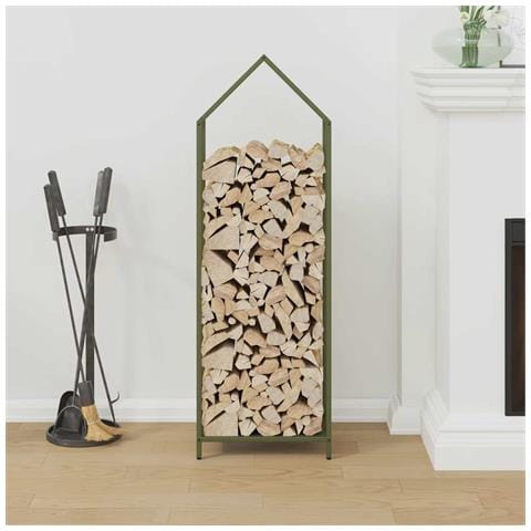 Rastrelliera per Legna da Ardere Verde Oliva 40x25x120 cm - Foto 10