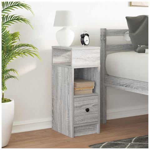 Comodino Con Cassetto Grigio Sonoma 25x31x66 Cm - Foto 3