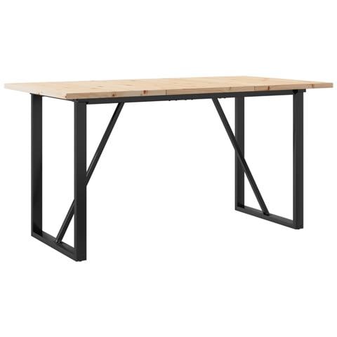 Tavolo Da Pranzo Telaio A O 140x80x75,5 Cm Legno Pino E Acciaio - Foto 2