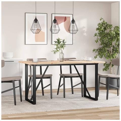 Tavolo Da Pranzo Telaio A O 140x80x75,5 Cm Legno Pino E Acciaio - Foto 3